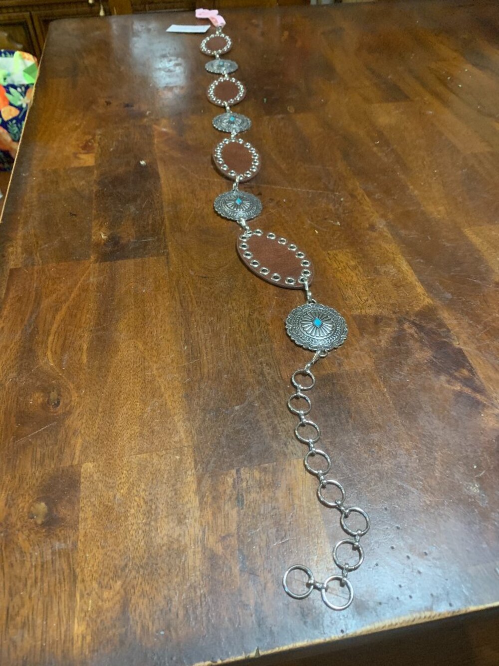 Silver Tone and Faux Turquoise Belt